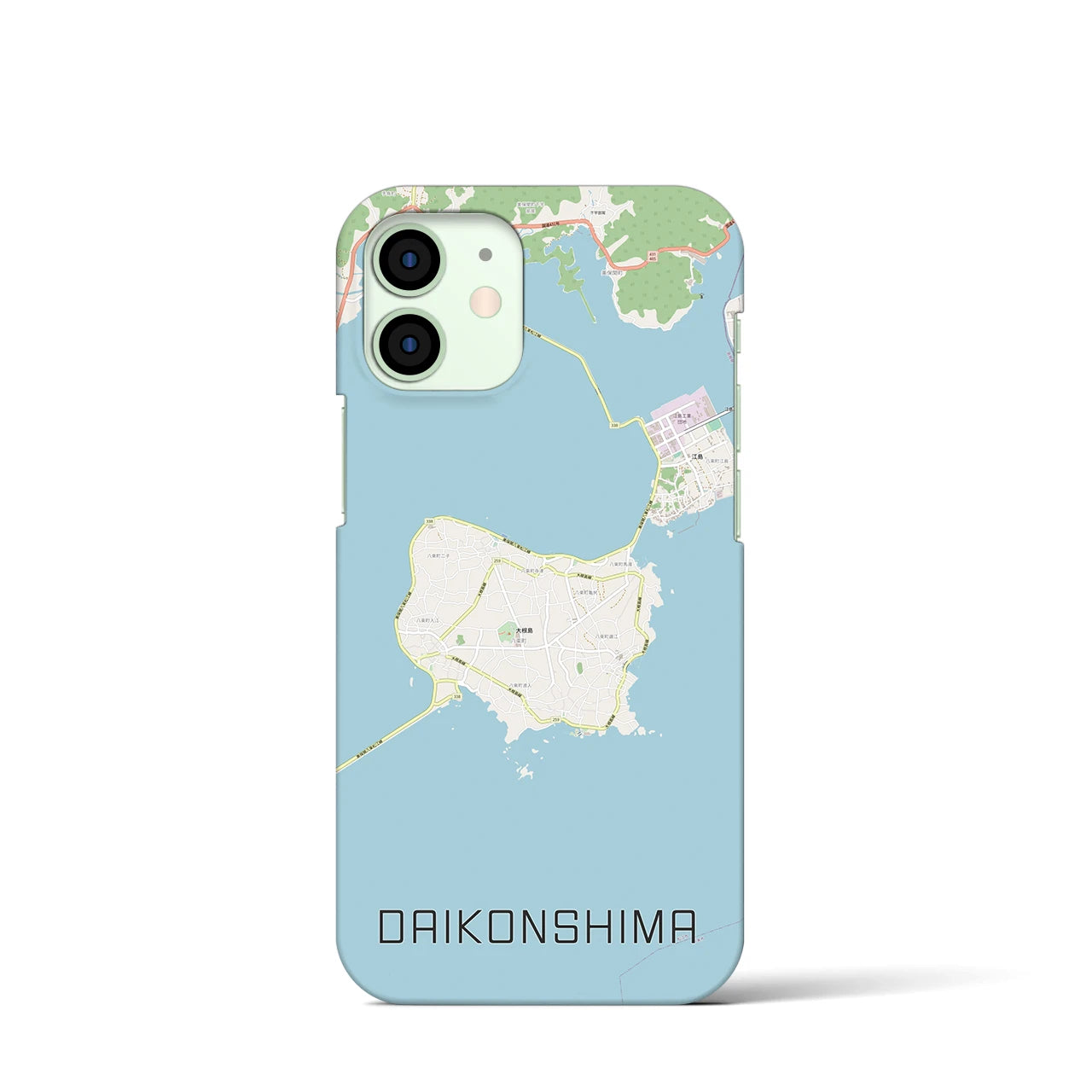 【大根島】地図柄iPhoneケース（バックカバータイプ・ナチュラル）iPhone 12 mini 用