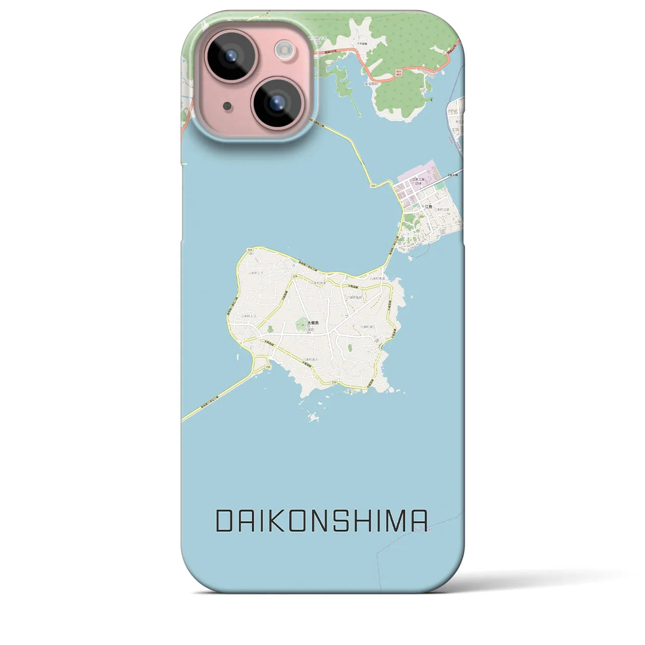 【大根島】地図柄iPhoneケース（バックカバータイプ・ナチュラル）iPhone 15 Plus 用