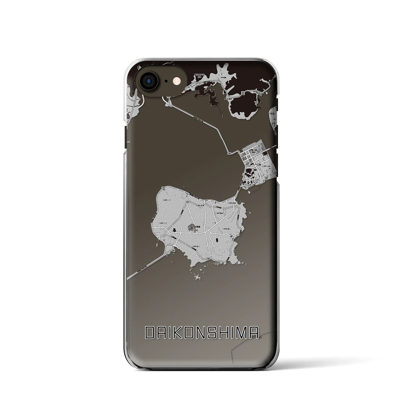 【大根島】地図柄iPhoneケース（クリアタイプ・モノトーン）iPhone SE（第3 / 第2世代） / 8 / 7 / 6s / 6 用