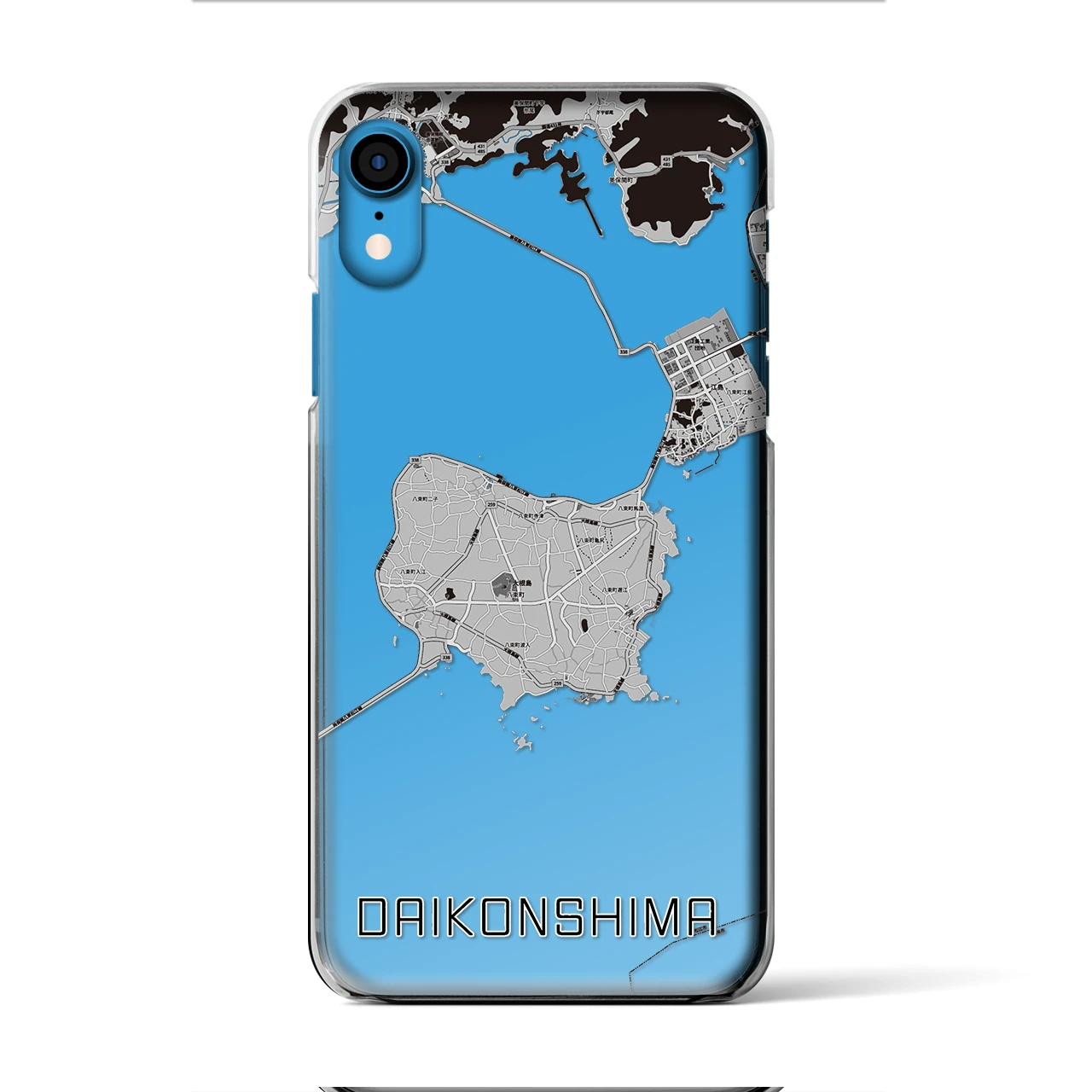 【大根島】地図柄iPhoneケース（クリアタイプ・モノトーン）iPhone XR 用