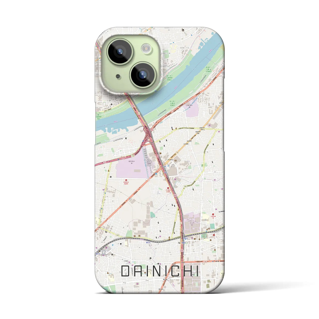 【大日】地図柄iPhoneケース（バックカバータイプ・ナチュラル）iPhone 15 用