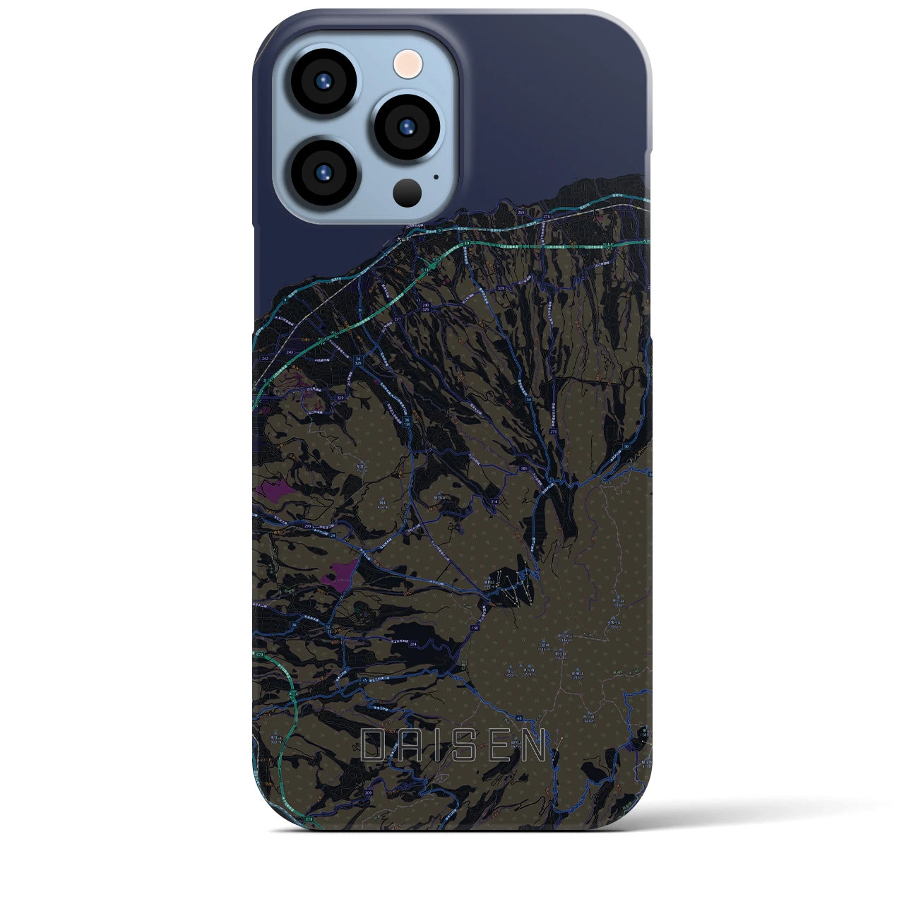 【大山】地図柄iPhoneケース（バックカバータイプ・ブラック）iPhone 13 Pro Max 用