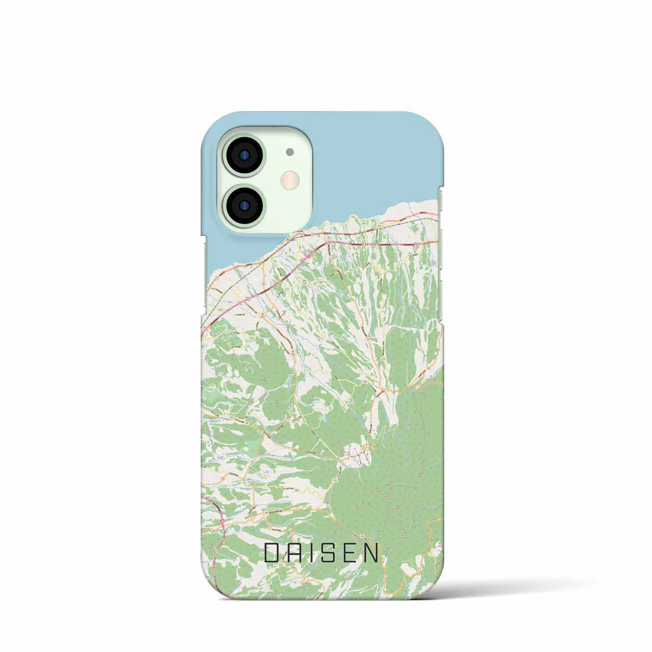 【大山】地図柄iPhoneケース（バックカバータイプ・ナチュラル）iPhone 12 mini 用
