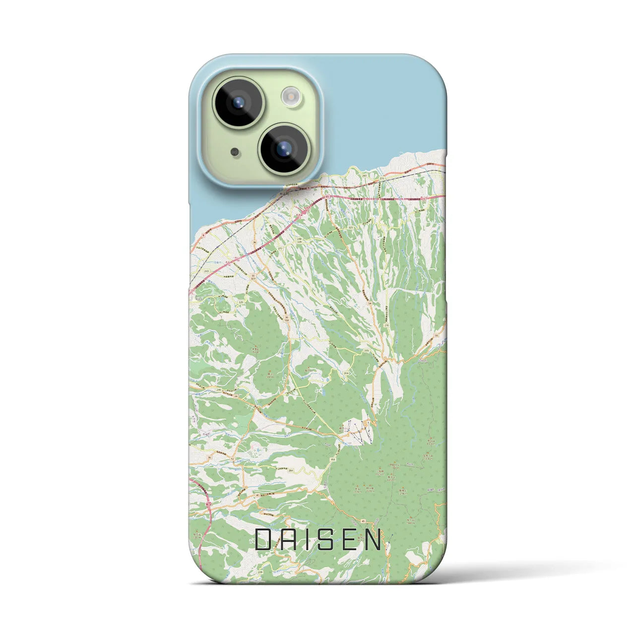 【大山】地図柄iPhoneケース（バックカバータイプ・ナチュラル）iPhone 15 用