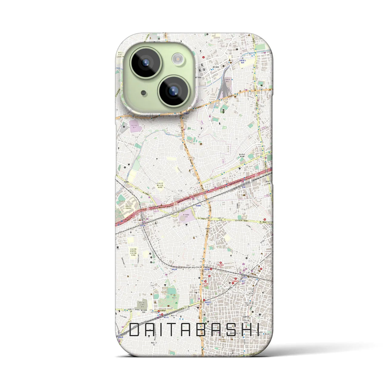【代田橋】地図柄iPhoneケース（バックカバータイプ・ナチュラル）iPhone 15 用