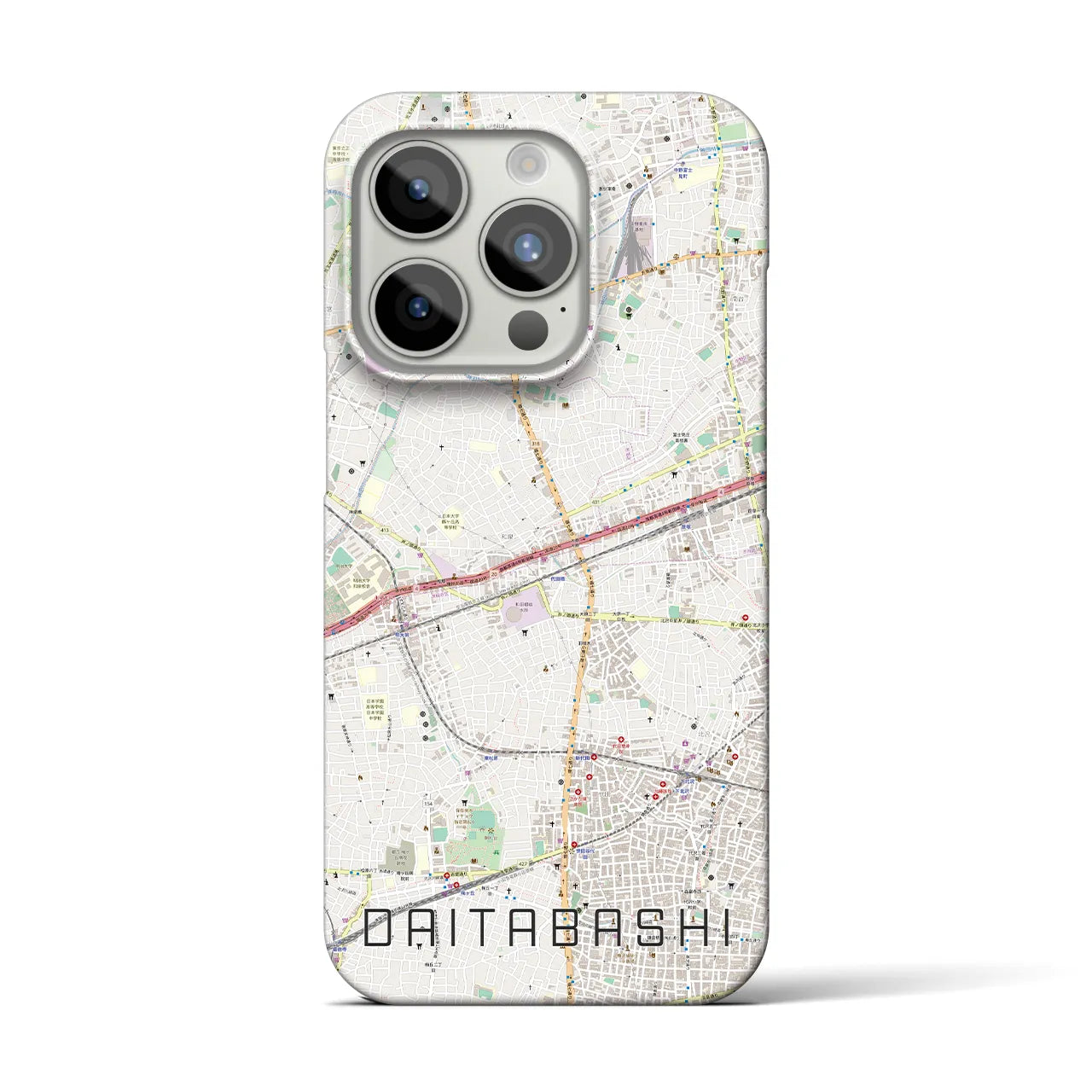 【代田橋】地図柄iPhoneケース（バックカバータイプ・ナチュラル）iPhone 15 Pro 用