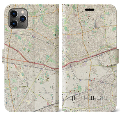 【代田橋（東京都）】地図柄iPhoneケース（手帳タイプ）ナチュラル・iPhone 11 Pro Max 用