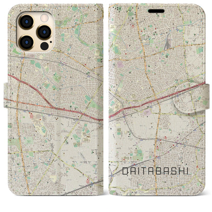 【代田橋（東京都）】地図柄iPhoneケース（手帳タイプ）ナチュラル・iPhone 12 Pro Max 用