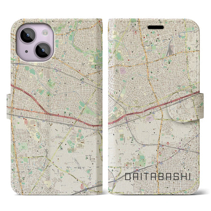 【代田橋（東京都）】地図柄iPhoneケース（手帳タイプ）ナチュラル・iPhone 14 用