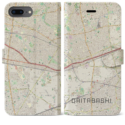 【代田橋（東京都）】地図柄iPhoneケース（手帳タイプ）ナチュラル・iPhone 8Plus /7Plus / 6sPlus / 6Plus 用