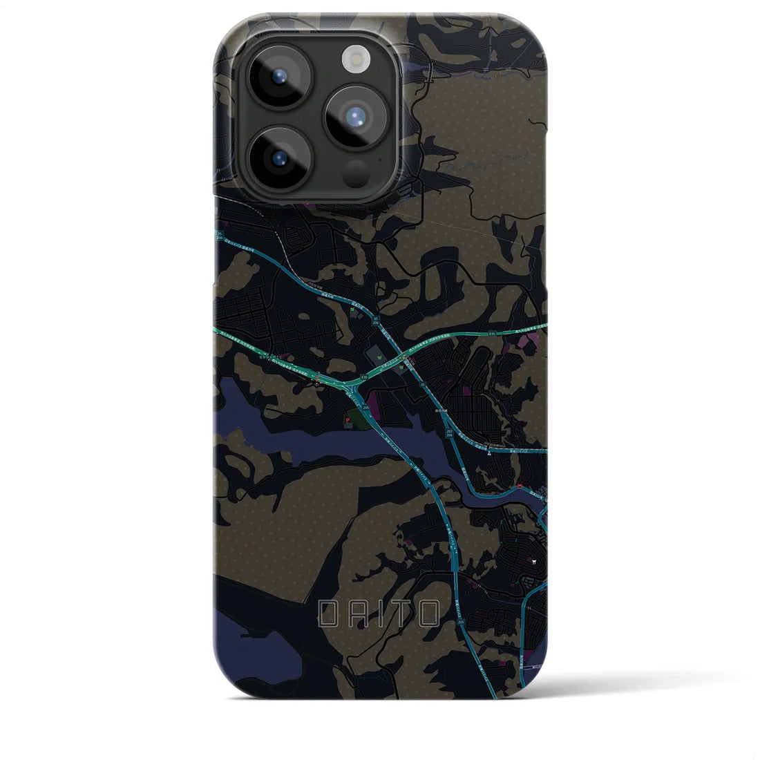 【大塔】地図柄iPhoneケース（バックカバータイプ・ブラック）iPhone 15 Pro Max 用