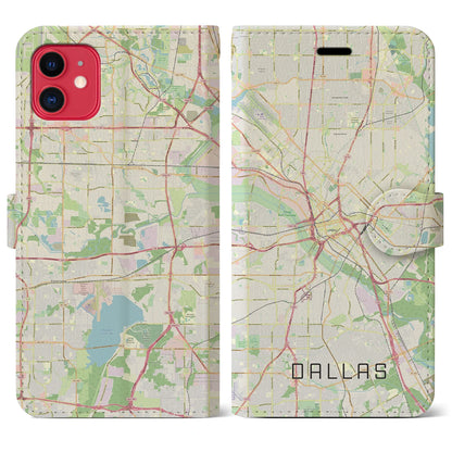 【ダラス（アメリカ）】地図柄iPhoneケース（手帳タイプ）ナチュラル・iPhone 11 用