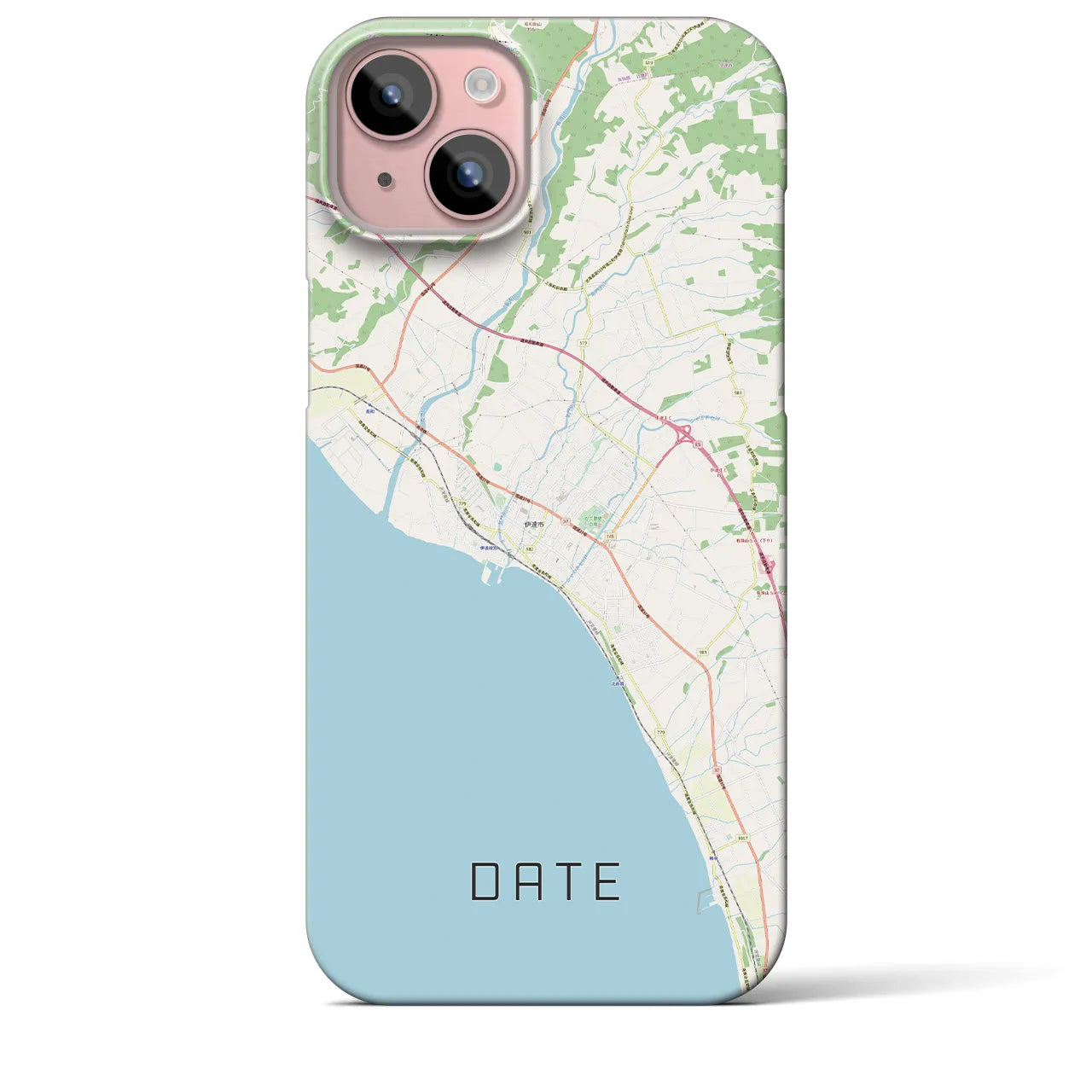 【伊達（北海道）】地図柄iPhoneケース（バックカバータイプ・ナチュラル）iPhone 15 Plus 用