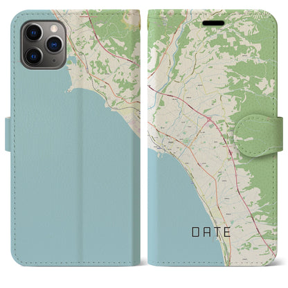 【伊達（北海道）】地図柄iPhoneケース（手帳タイプ）ナチュラル・iPhone 11 Pro Max 用