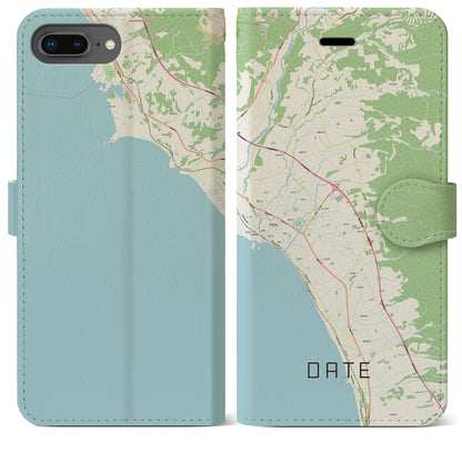 【伊達（北海道）】地図柄iPhoneケース（手帳タイプ）ナチュラル・iPhone 8Plus /7Plus / 6sPlus / 6Plus 用