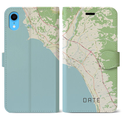 【伊達（北海道）】地図柄iPhoneケース（手帳タイプ）ナチュラル・iPhone XR 用