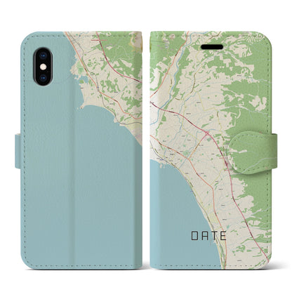 【伊達（北海道）】地図柄iPhoneケース（手帳タイプ）ナチュラル・iPhone XS / X 用