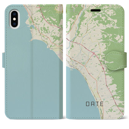 【伊達（北海道）】地図柄iPhoneケース（手帳タイプ）ナチュラル・iPhone XS Max 用