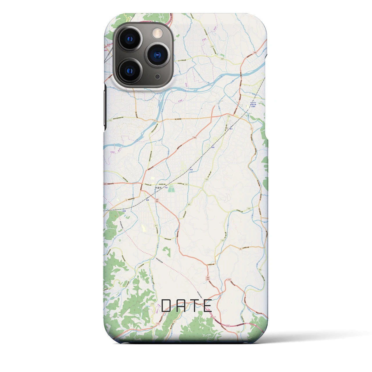 【伊達（福島県）】地図柄iPhoneケース（バックカバータイプ・ナチュラル）iPhone 11 Pro Max 用