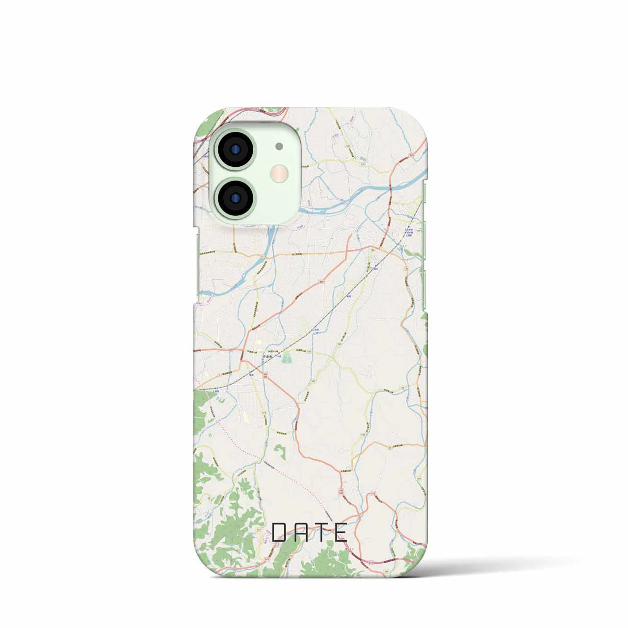 【伊達（福島県）】地図柄iPhoneケース（バックカバータイプ・ナチュラル）iPhone 12 mini 用