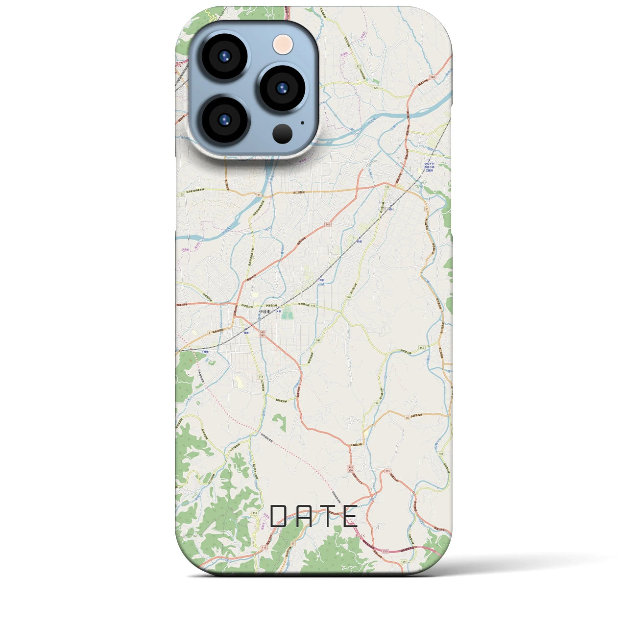 【伊達（福島県）】地図柄iPhoneケース（バックカバータイプ・ナチュラル）iPhone 13 Pro Max 用