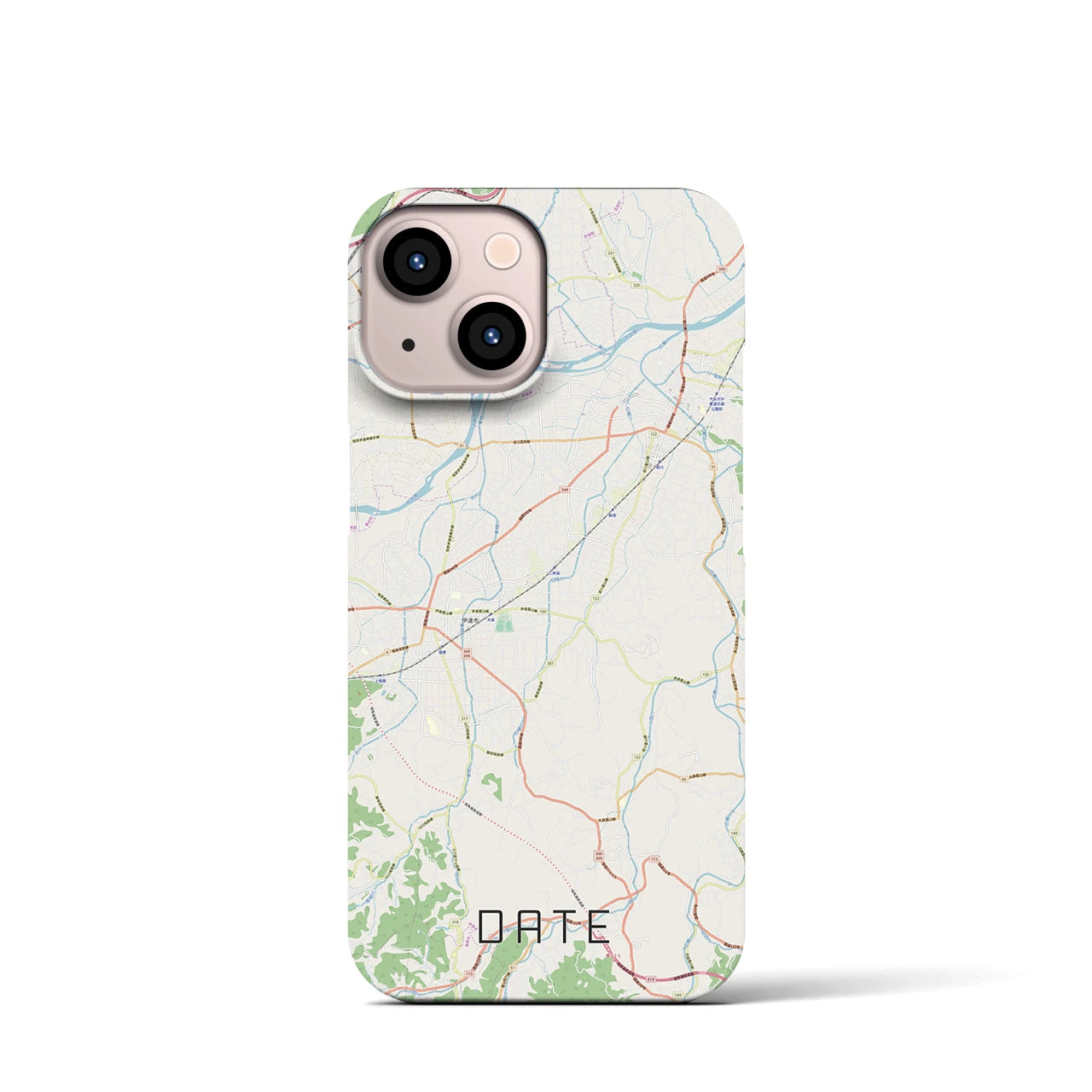 【伊達（福島県）】地図柄iPhoneケース（バックカバータイプ・ナチュラル）iPhone 13 mini 用