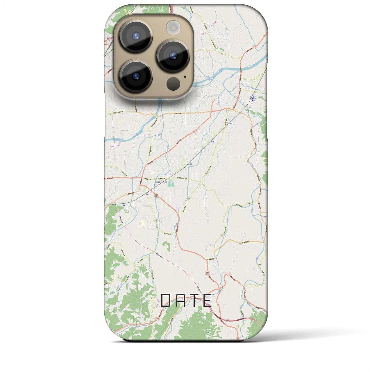 【伊達（福島県）】地図柄iPhoneケース（バックカバータイプ・ナチュラル）iPhone 14 Pro Max 用