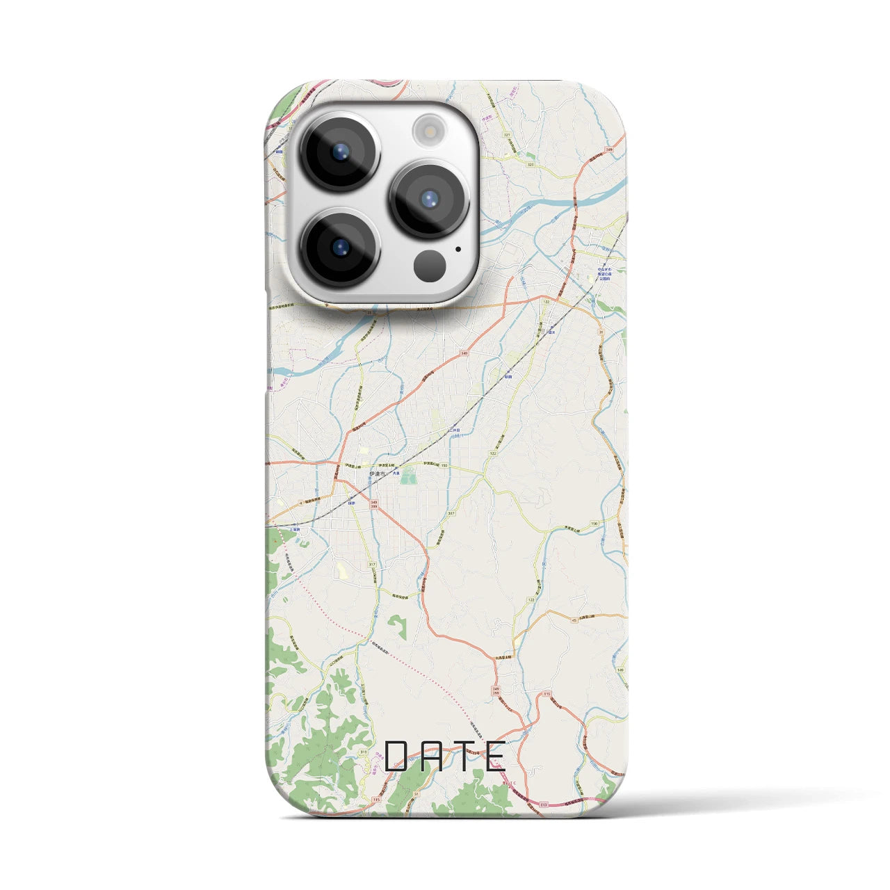 【伊達（福島県）】地図柄iPhoneケース（バックカバータイプ・ナチュラル）iPhone 14 Pro 用