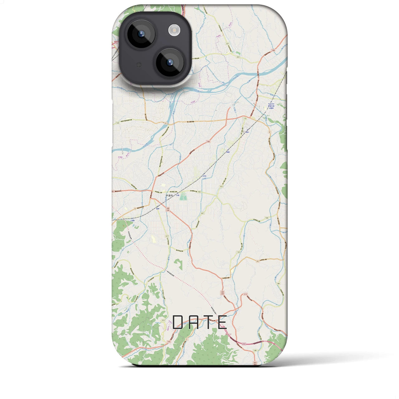 【伊達（福島県）】地図柄iPhoneケース（バックカバータイプ・ナチュラル）iPhone 14 Plus 用