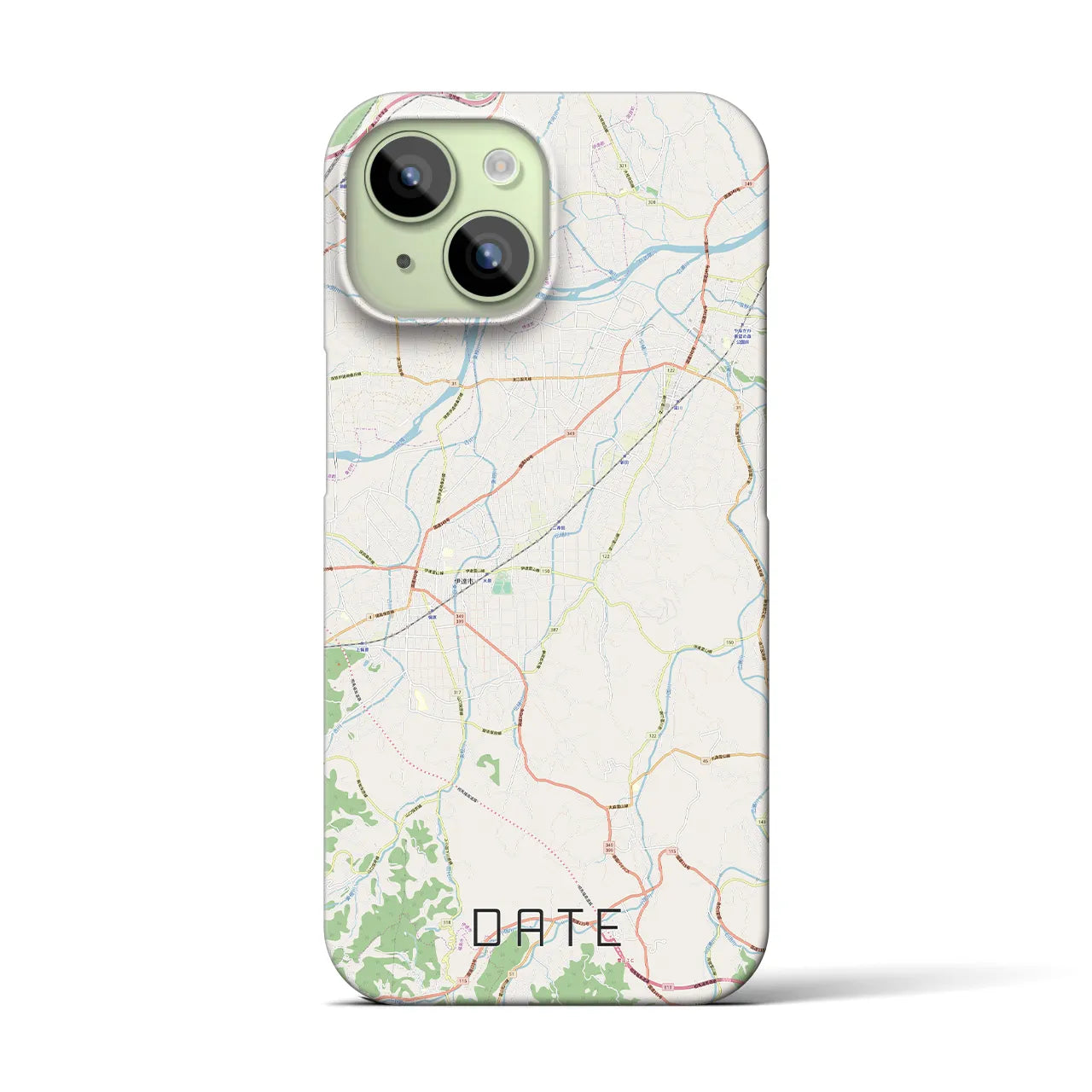 【伊達（福島県）】地図柄iPhoneケース（バックカバータイプ・ナチュラル）iPhone 15 用
