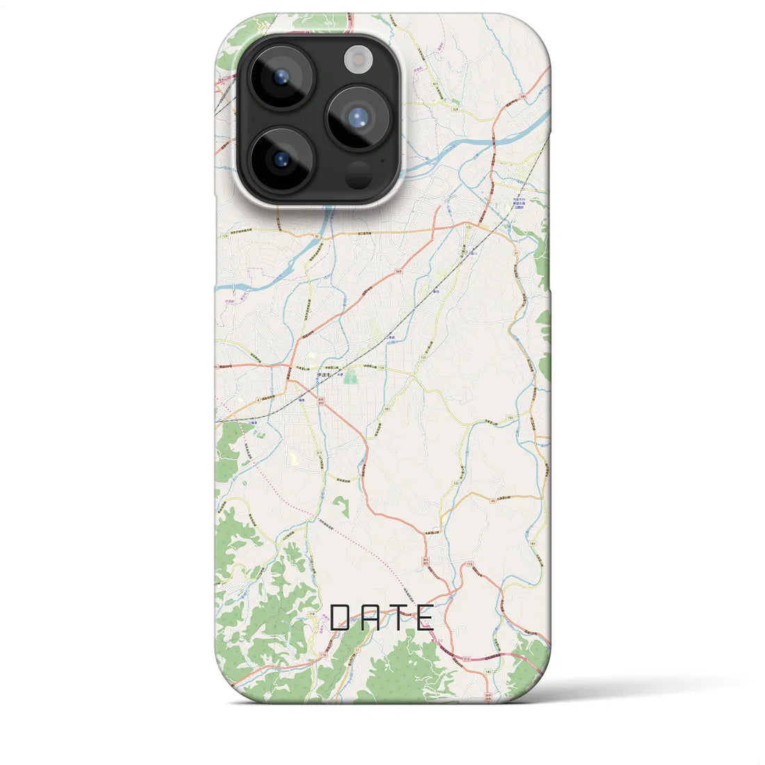 【伊達（福島県）】地図柄iPhoneケース（バックカバータイプ・ナチュラル）iPhone 15 Pro Max 用