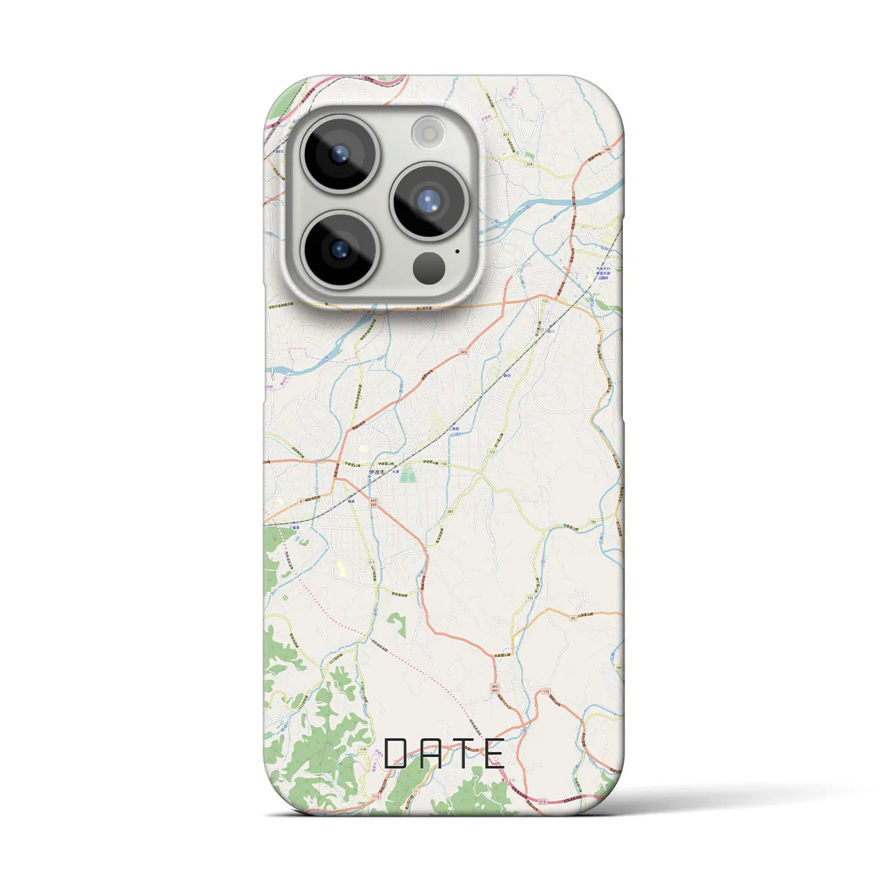 【伊達（福島県）】地図柄iPhoneケース（バックカバータイプ・ナチュラル）iPhone 15 Pro 用