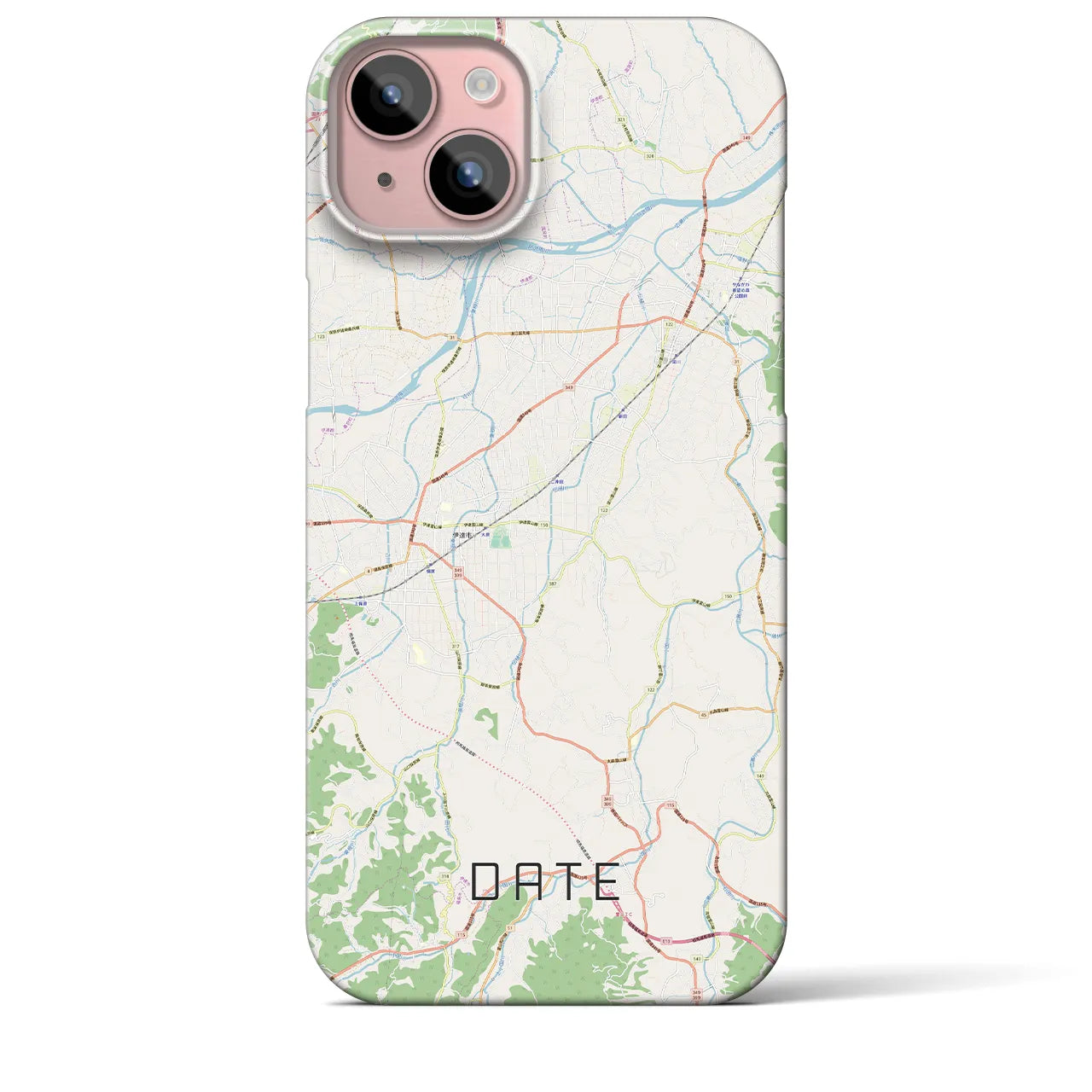 【伊達（福島県）】地図柄iPhoneケース（バックカバータイプ・ナチュラル）iPhone 15 Plus 用