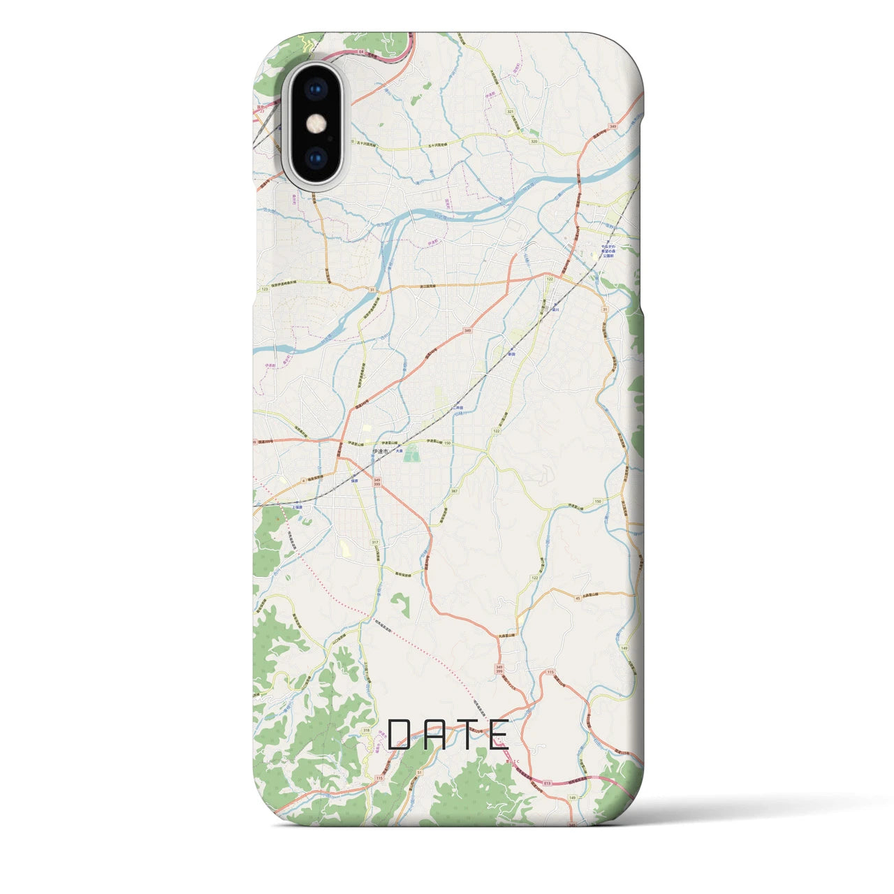 【伊達（福島県）】地図柄iPhoneケース（バックカバータイプ・ナチュラル）iPhone XS Max 用