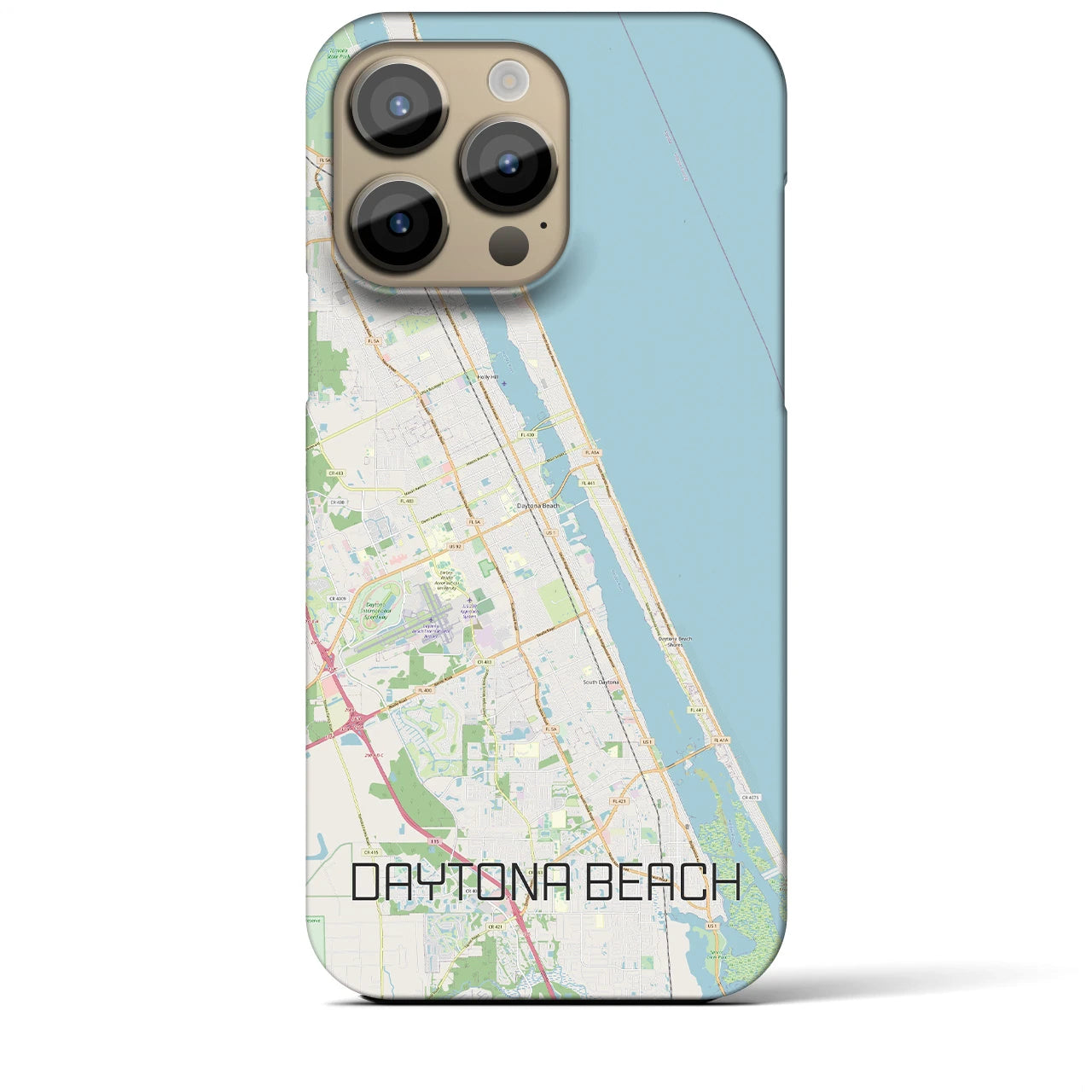 【デイトナビーチ】地図柄iPhoneケース（バックカバータイプ・ナチュラル）iPhone 14 Pro Max 用