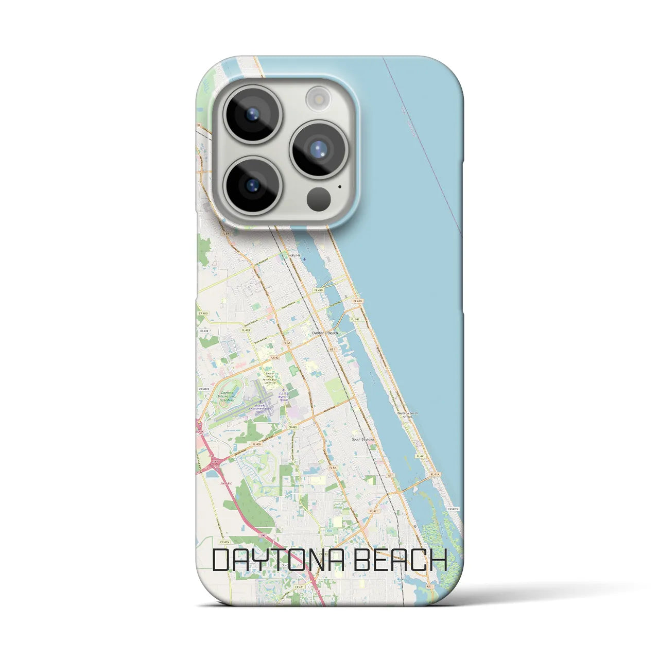 【デイトナビーチ】地図柄iPhoneケース（バックカバータイプ・ナチュラル）iPhone 15 Pro 用