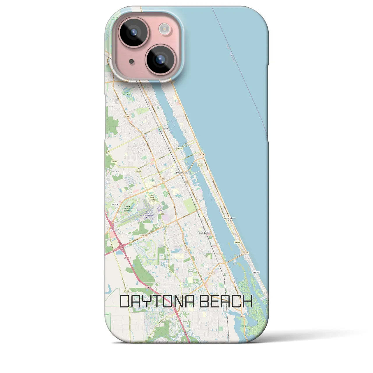 【デイトナビーチ】地図柄iPhoneケース（バックカバータイプ・ナチュラル）iPhone 15 Plus 用