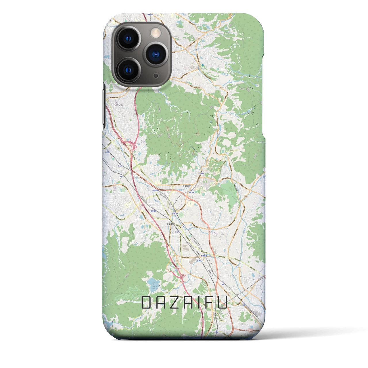 【太宰府】地図柄iPhoneケース（バックカバータイプ・ナチュラル）iPhone 11 Pro Max 用