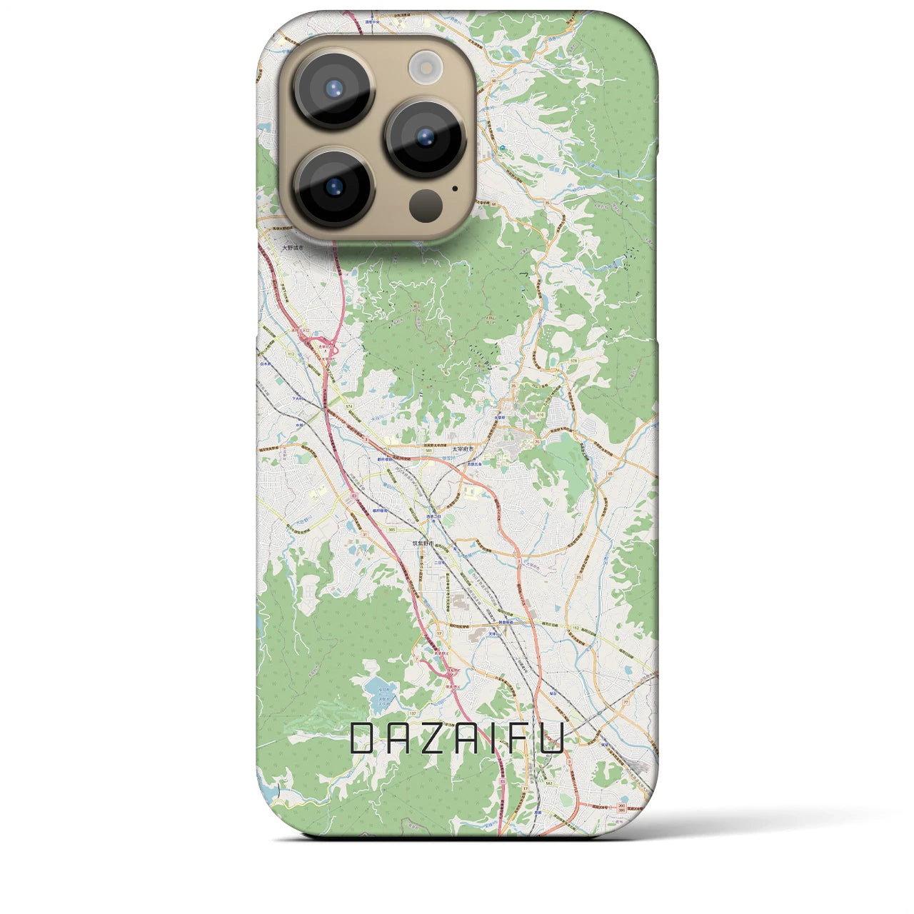 【太宰府】地図柄iPhoneケース（バックカバータイプ・ナチュラル）iPhone 14 Pro Max 用