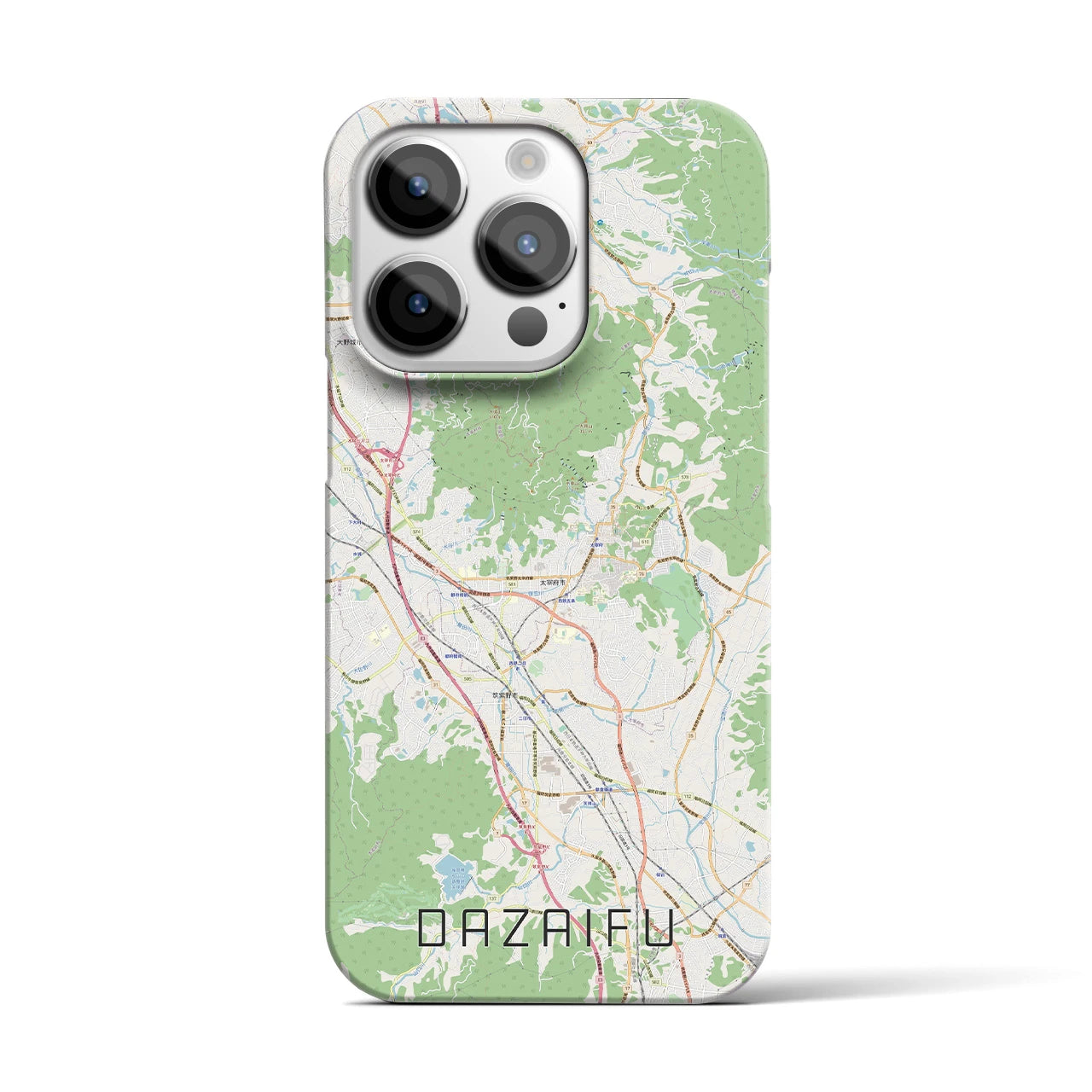 【太宰府】地図柄iPhoneケース（バックカバータイプ・ナチュラル）iPhone 14 Pro 用