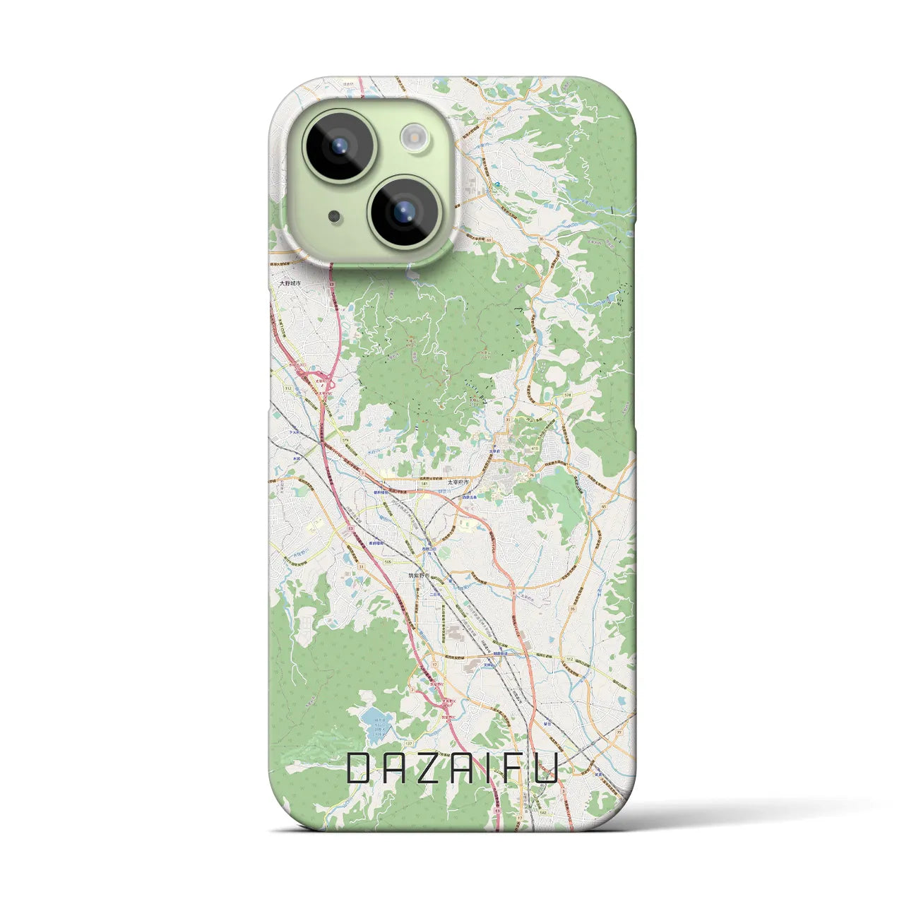 【太宰府】地図柄iPhoneケース（バックカバータイプ・ナチュラル）iPhone 15 用