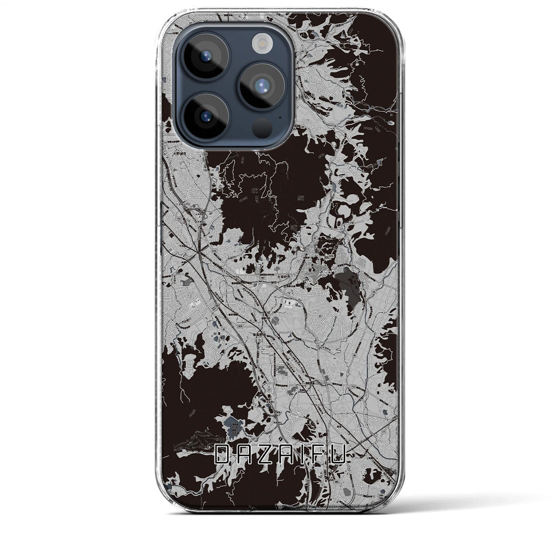 【太宰府】地図柄iPhoneケース（クリアタイプ・モノトーン）iPhone 15 Pro Max 用
