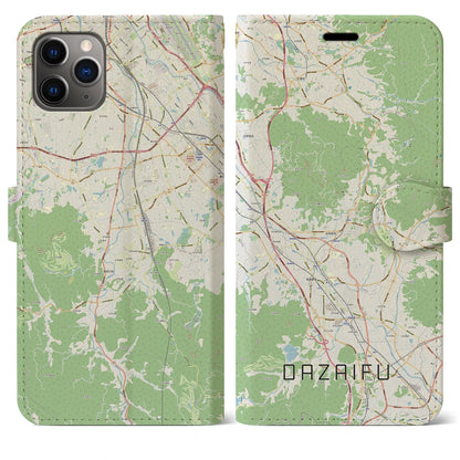 【太宰府（福岡県）】地図柄iPhoneケース（手帳タイプ）ナチュラル・iPhone 11 Pro Max 用