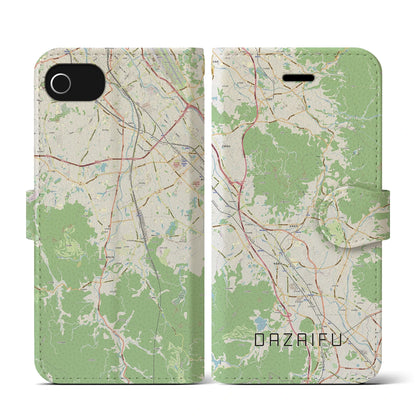 【太宰府（福岡県）】地図柄iPhoneケース（手帳タイプ）ナチュラル・iPhone SE（第3 / 第2世代） / 8 / 7 / 6s / 6 用