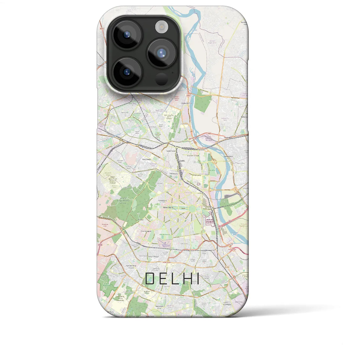 【デリー】地図柄iPhoneケース（バックカバータイプ・ナチュラル）iPhone 15 Pro Max 用