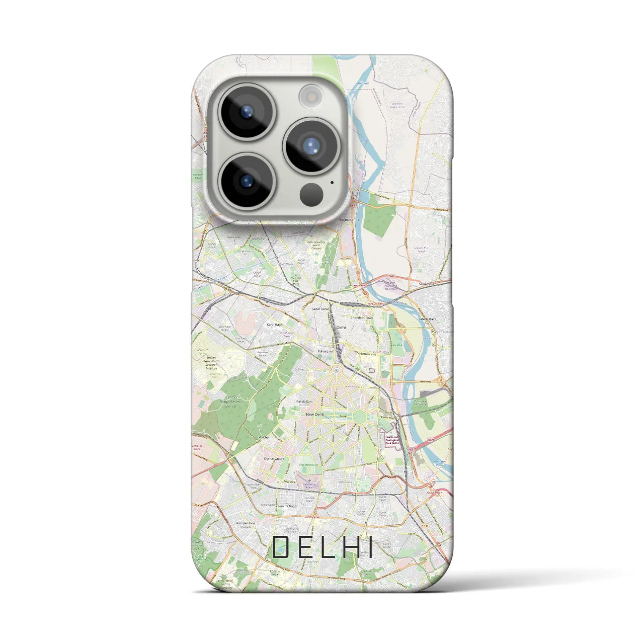 【デリー】地図柄iPhoneケース（バックカバータイプ・ナチュラル）iPhone 15 Pro 用