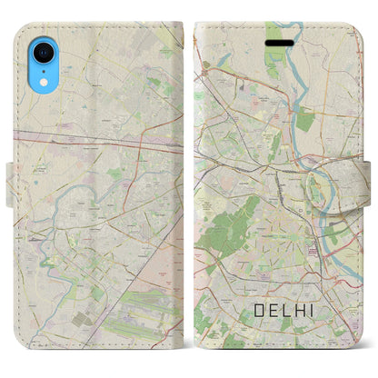 【デリー（インド）】地図柄iPhoneケース（手帳タイプ）ナチュラル・iPhone XR 用