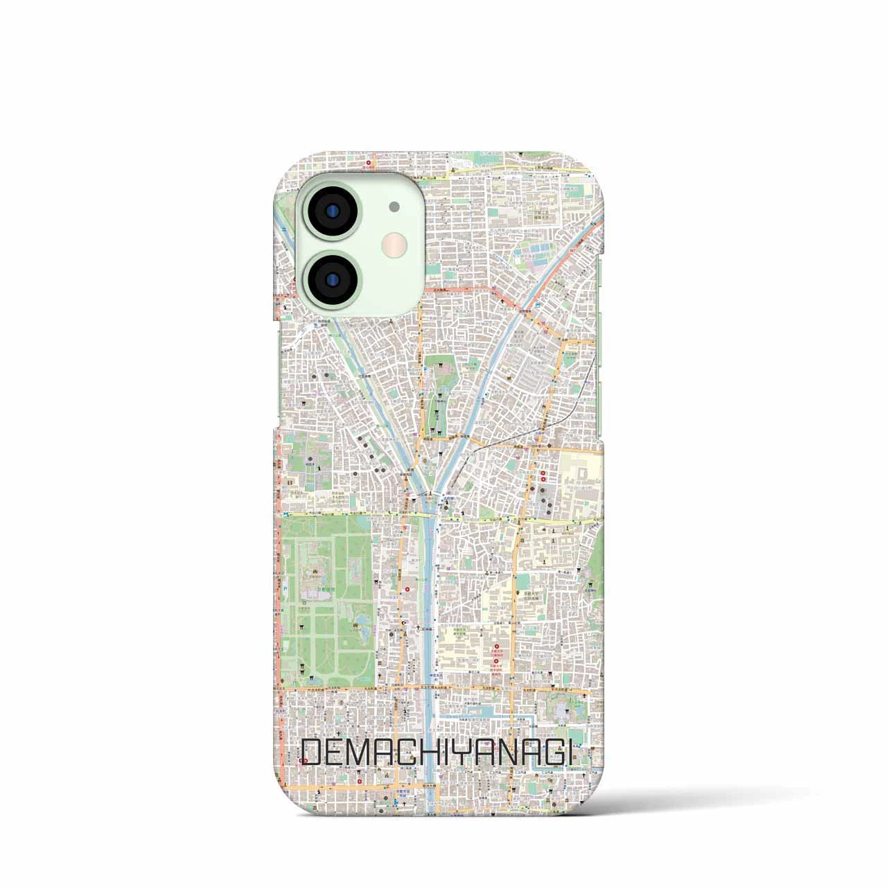 【出町柳】地図柄iPhoneケース（バックカバータイプ・ナチュラル）iPhone 12 mini 用