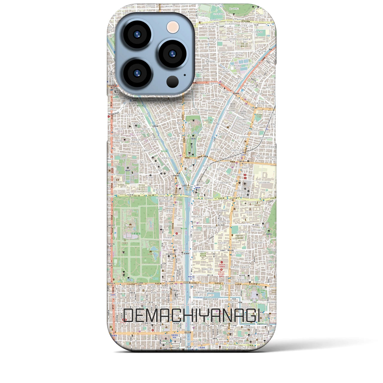 【出町柳】地図柄iPhoneケース（バックカバータイプ・ナチュラル）iPhone 13 Pro Max 用