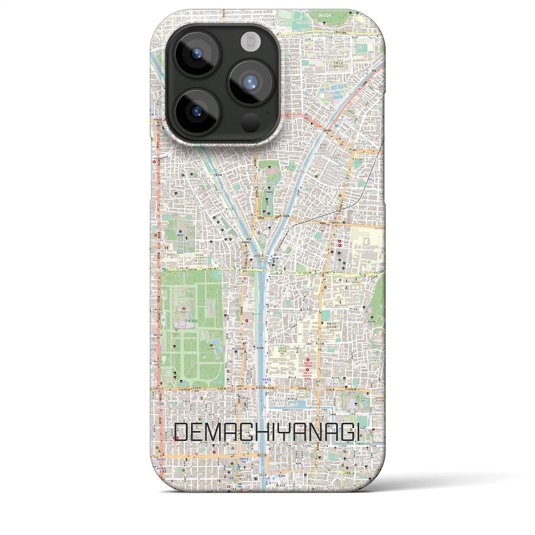 【出町柳】地図柄iPhoneケース（バックカバータイプ・ナチュラル）iPhone 15 Pro Max 用